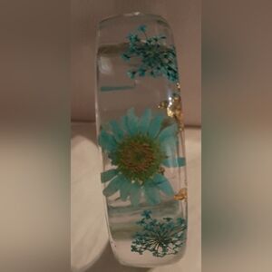 New Colorful Bohemian Romantic Dry Flower Transparent Acrylic Bangle For Women